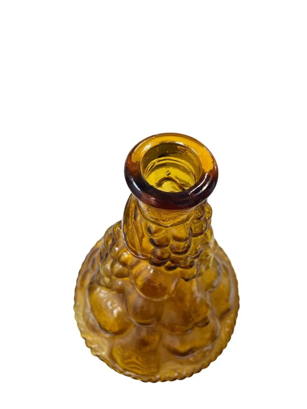 Vintage amber glass fruit basket yellow decantor Italy 11